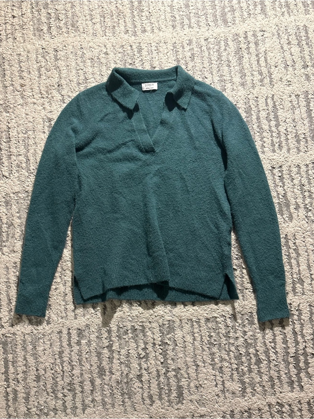 J. Crew green super soft collared long sleeve sweater top size S